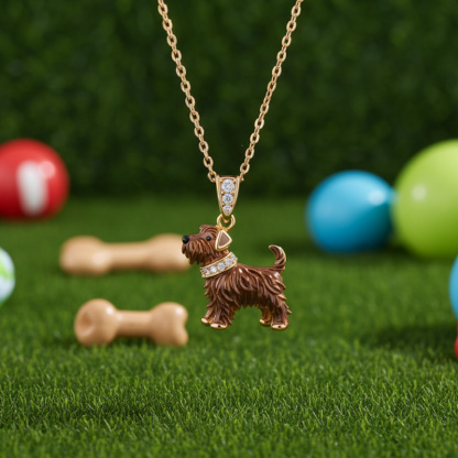 Sotiya Dog Enamel Pendant Necklace-Sotiya