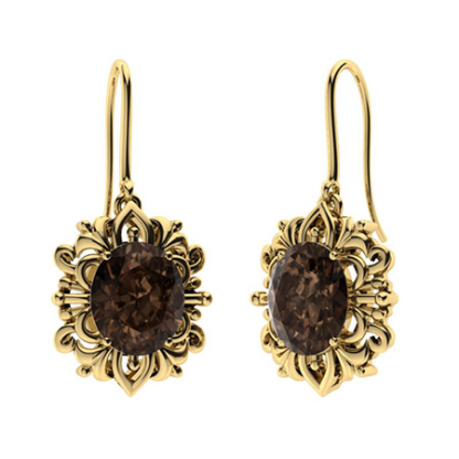 Sotiya Coffee Oval Cut Vintage Hook Drop Earrings Sterling Silver-Sotiya