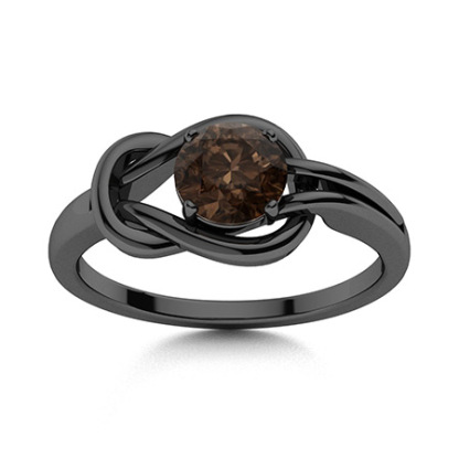 Sotiya Knot Solitaire Coffee Round Cut Engagement Ring Sterling Silver-Sotiya
