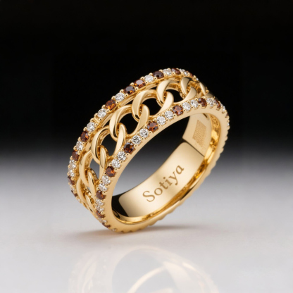 Sotiya Chain Link Coffee Women's Wedding Ring Sterling Silver-Sotiya