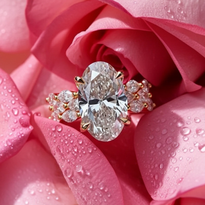 Sotiya 3PC Oval Cut Flower Prongs Wedding Bridal Ring Set Sterling Silver-Sotiya