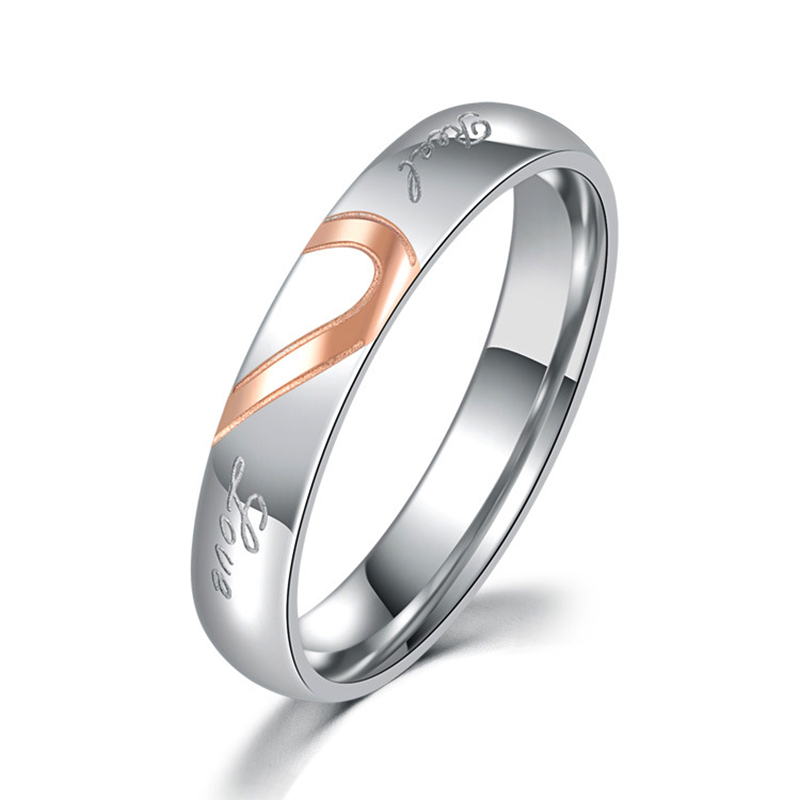 Sotiya Two Tone Heart Women's Wedding Ring Titanium Steel-Sotiya