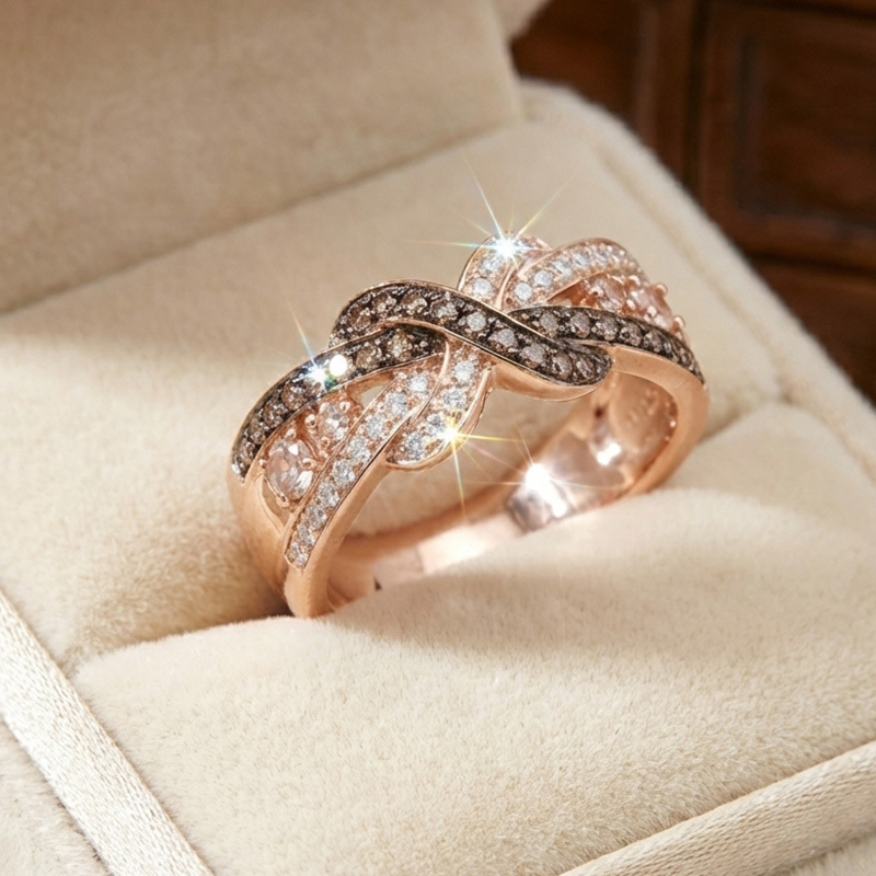 Sotiya Intertwined Infinity and Cross Knot Coffee Women's Wedding Ring Band Sterling Silver-Sotiya