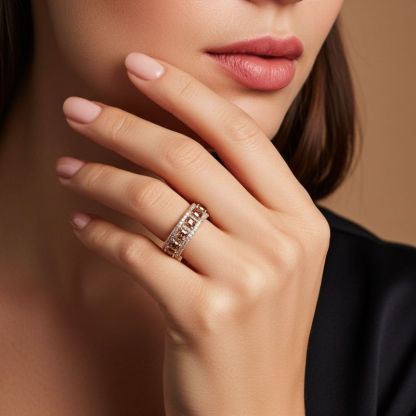 Sotiya Rose Gold Tone Asscher Cut Coffee Eternity Wedding Ring Sterling Silver