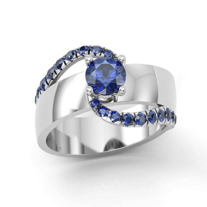 Sotiya Bypass Round Cut Cigar Coffee Engagement Ring Sterling Silver