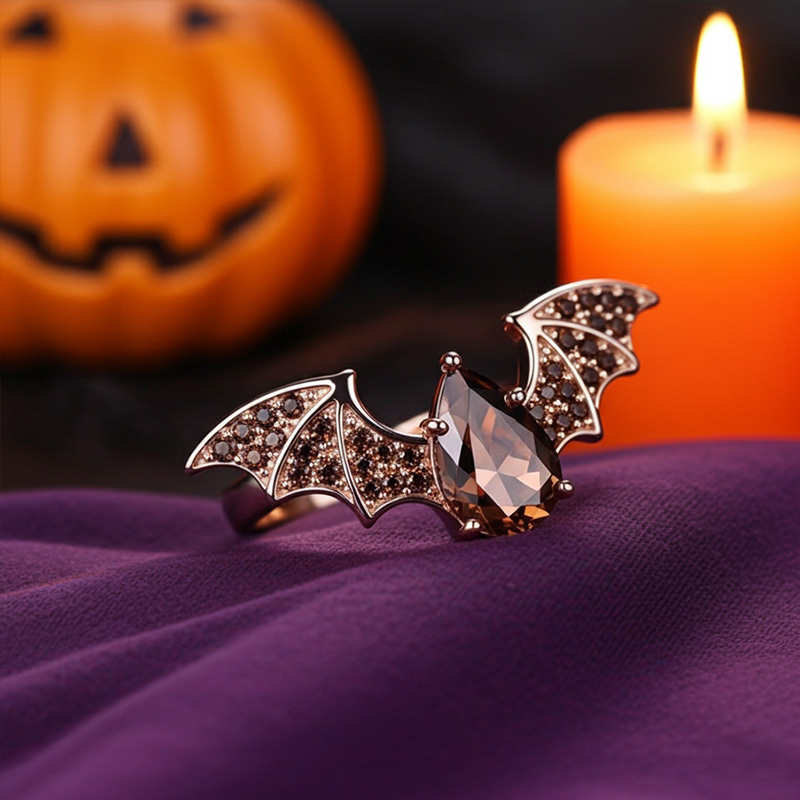 Sotiya Bat Design Pear Cut Coffee Cocktail Ring Sterling Silver-Sotiya