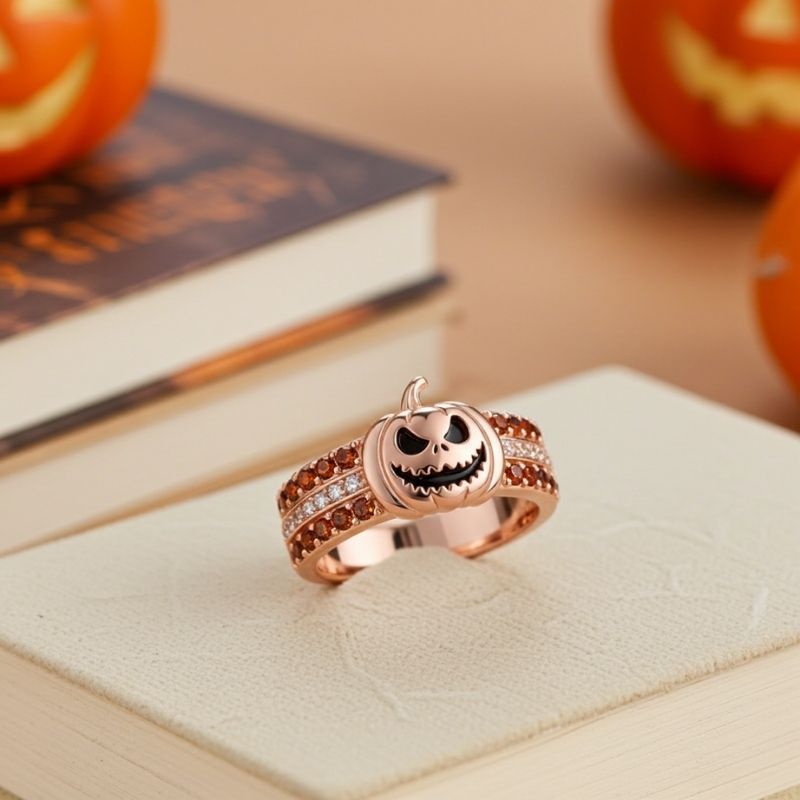 Sotiya Chocolate Skull Pumpkin Inspired Cocktail Ring Sterling Silver-Sotiya