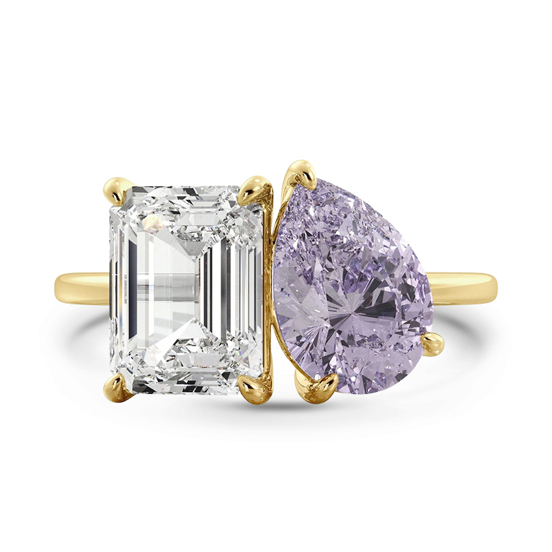 Sotiya 12 Birthstones Toi et Moi Emerald and Pear Cut Two Stone Engagement Ring Sterling Silver-Sotiya