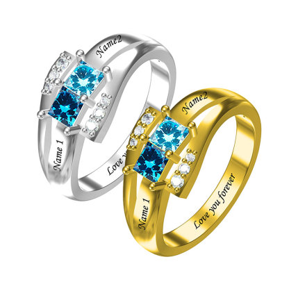 Sotiya Square Cut Custom 12 Birthstone Engagement Ring Sterling Silver-Sotiya