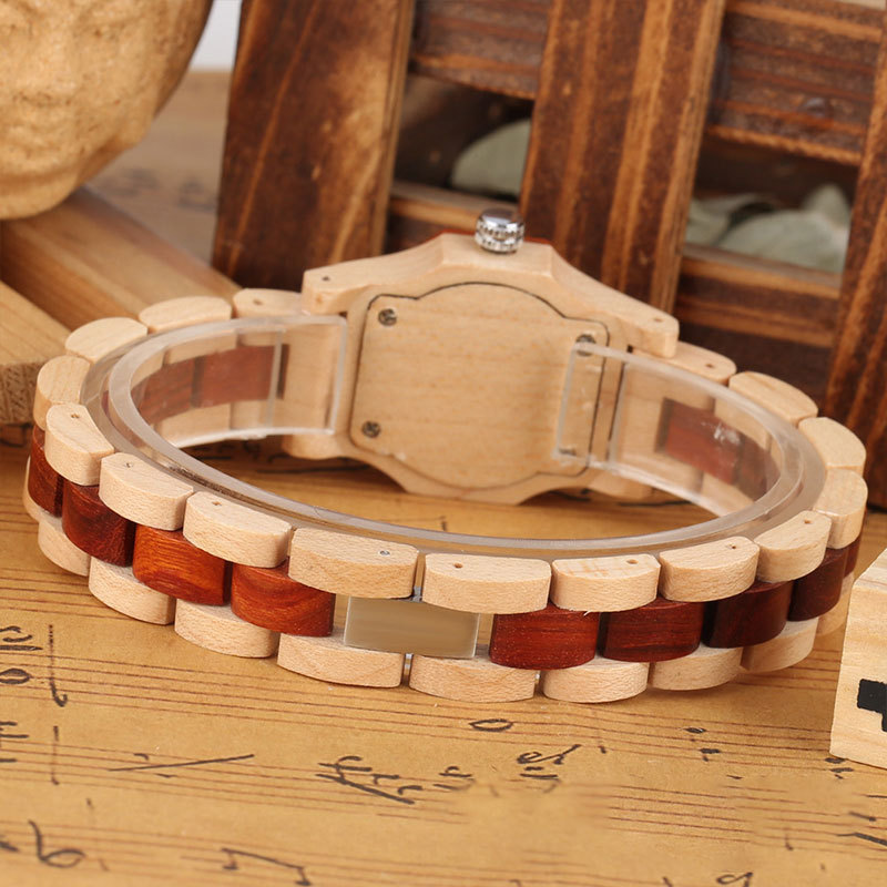 Sotiya Red Sandalwood Quartz Exquisite Ultra-thin Wooden Coffee Brown Watch-Sotiya
