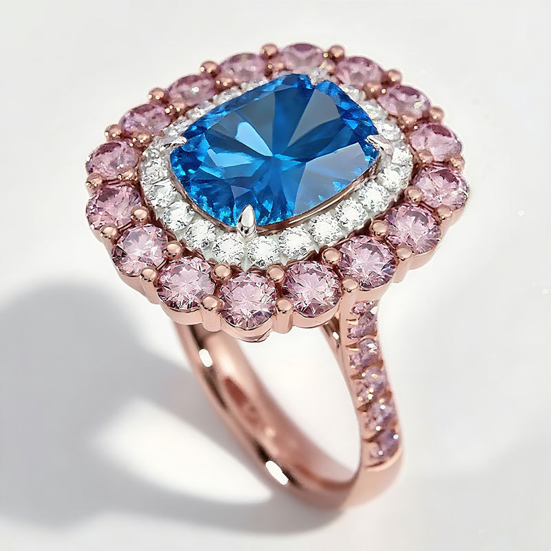 Sotiya Cathedral Cushion Cut Multi Colored Engagement Ring Sterling Silver-Sotiya