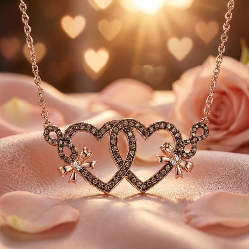 Sotiya Heart to Heart Infinity Bowknot Coffee Necklace Sterling Silver-Sotiya