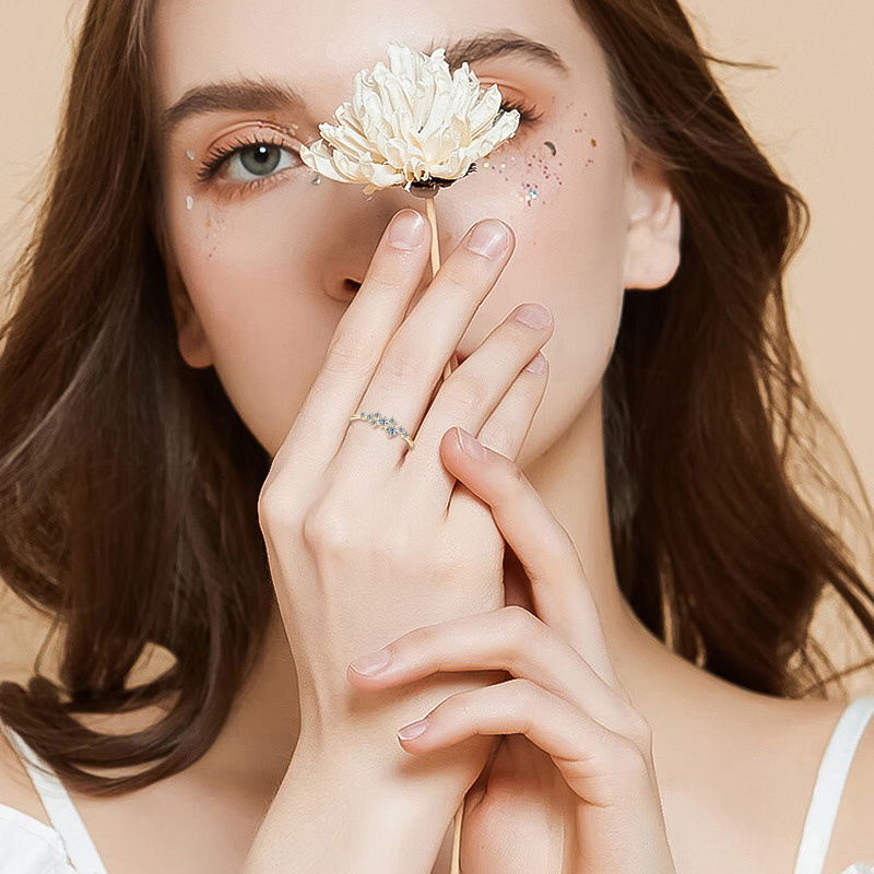 Sotiya Cluster Round Cut Moissanite Stackable Ring Sterling Silver-Sotiya