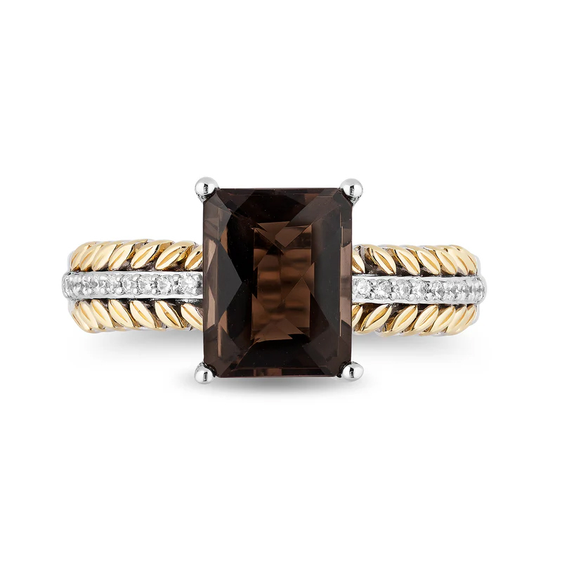 Sotiya Best Buds Feather Shank Radiant Cut Coffee Engagement Ring Sterling Silver-Sotiya