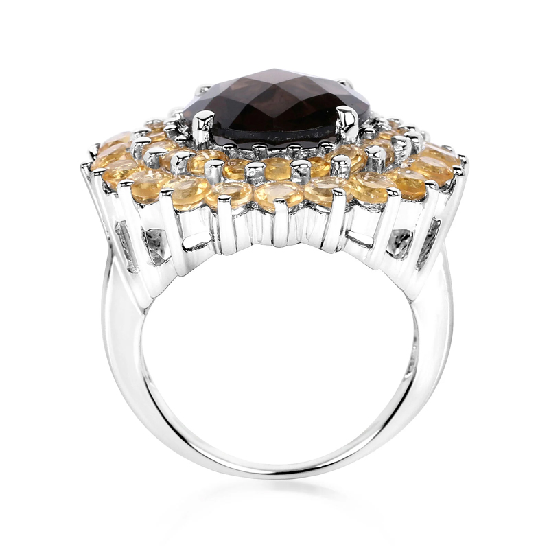 Sotiya Artist Collection Sunflower Halo Round Cut Coffee Engagement Ring Sterling Silver