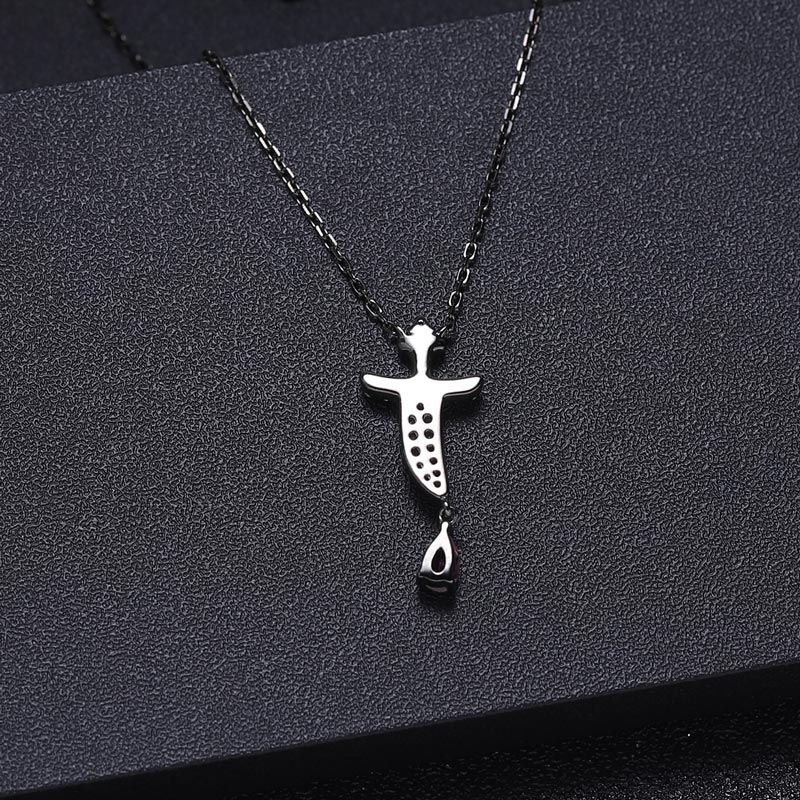 Sotiya Natural Gemstone Rhodolite Garnet Dagger Design Pendant Necklace Sterling Silver-Sotiya