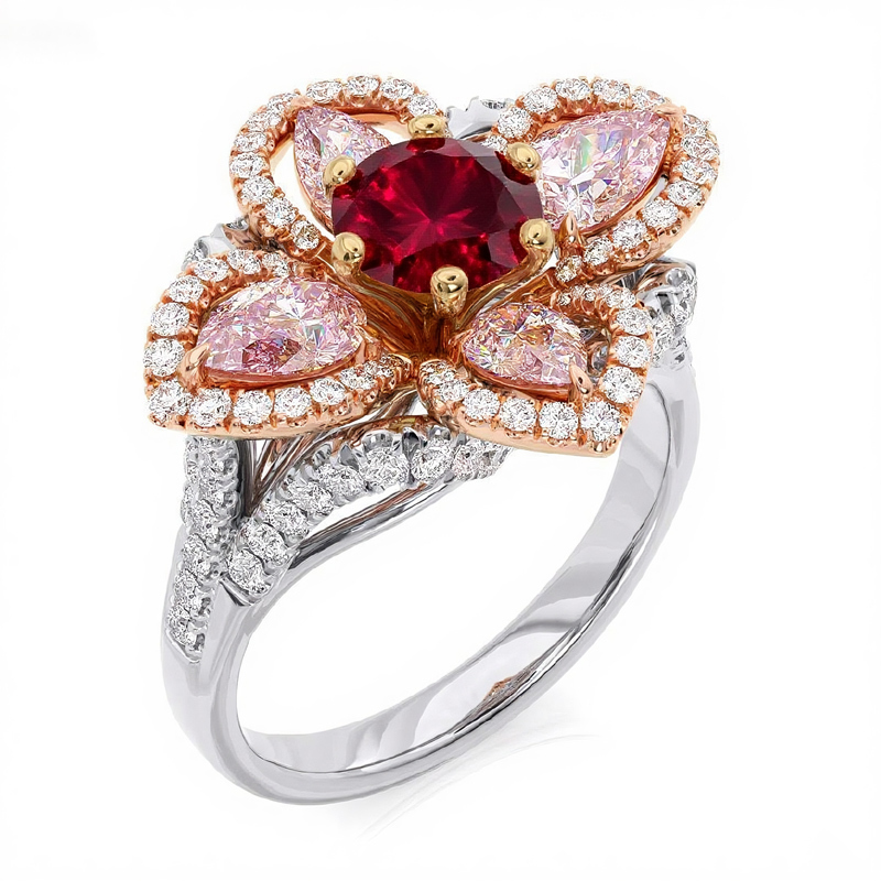 Sotiya Four Leaf Clover Round Cut Engagement Ring Sterling Silver-Sotiya