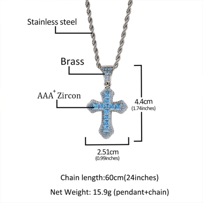 Sotiya Cross Design Faith Radiant Cut Men's Necklace-Sotiya