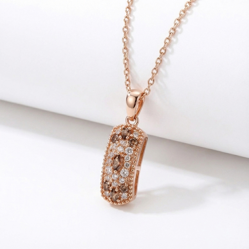 Sotiya Marquise and Round Cut Coffee Necklace Sterling Silver-Sotiya