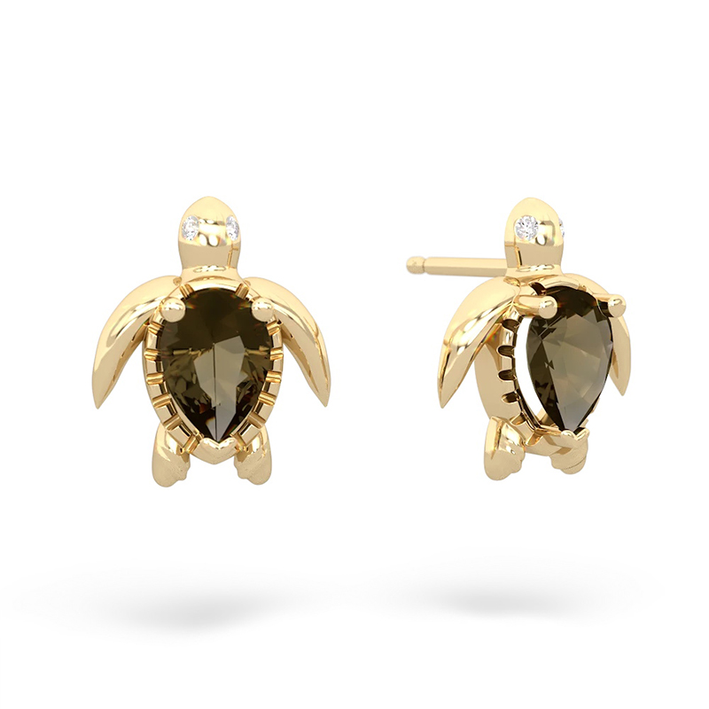 Sotiya Turtle Design Pear Cut Coffee Stud Earrings Sterling Silver-Sotiya