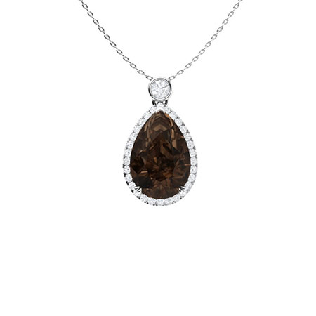 Sotiya Coffee Pear Cut Halo Necklace Sterling Silver-Sotiya