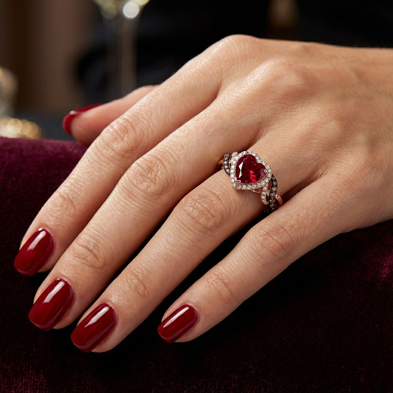 Sotiya Two Tone Twist Shank Halo Heart Cut Coffee Engagement Ring Sterling Silver-Sotiya