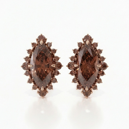 Sotiya Halo Marquise Cut Coffee Stud Earrings Sterling Silver-Sotiya