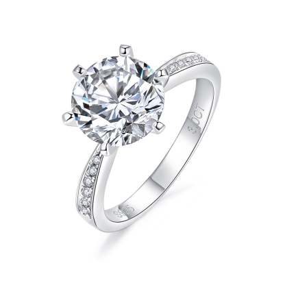 Sotiya 6 Prong Round Cut Moissanite Engagement Ring Sterling Silver-Sotiya