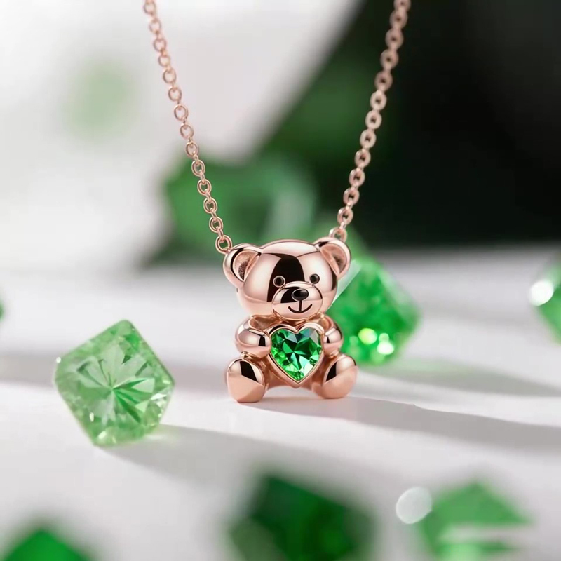 Sotiya Best Buds Embrace Love Teddy Bear Heart Cut Necklace Sterling Silver-Sotiya