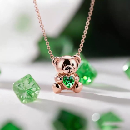 Sotiya Best Buds Embrace Love Teddy Bear Heart Cut Necklace Sterling Silver-Sotiya
