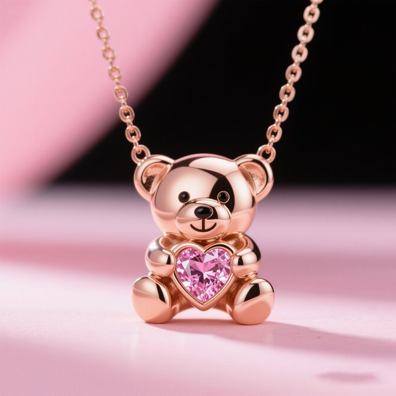 Sotiya Best Buds Embrace Love Teddy Bear Heart Cut Necklace Sterling Silver-Sotiya