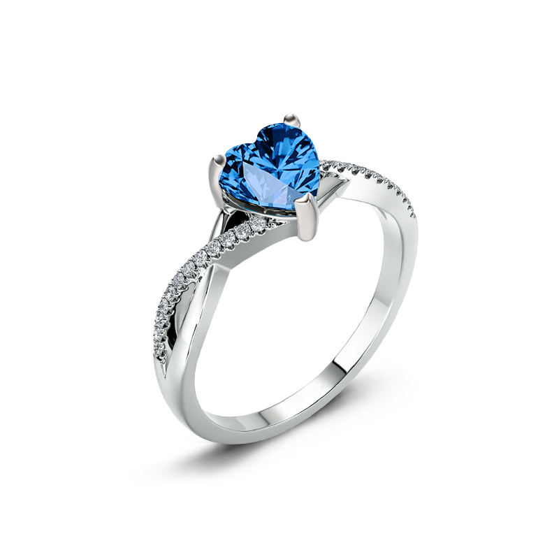 Sotiya Personalized Twist Heart Cut Engagement Ring