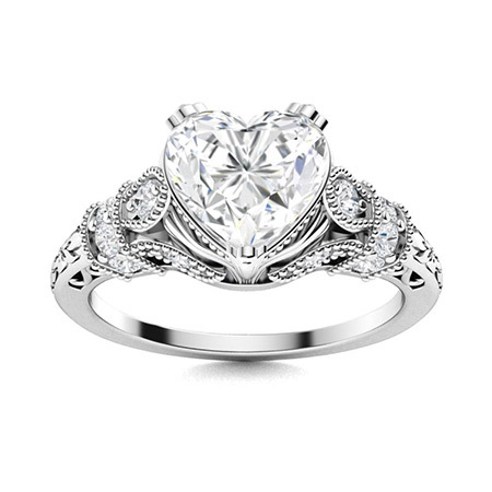 Sotiya Vintage Milgrain Heart Cut Engagement Ring Sterling Silver-Sotiya