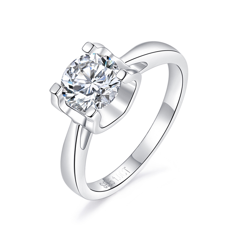 Sotiya Solitaire Round Cut Moissanite Cow Head Engagement Ring Sterling Silver