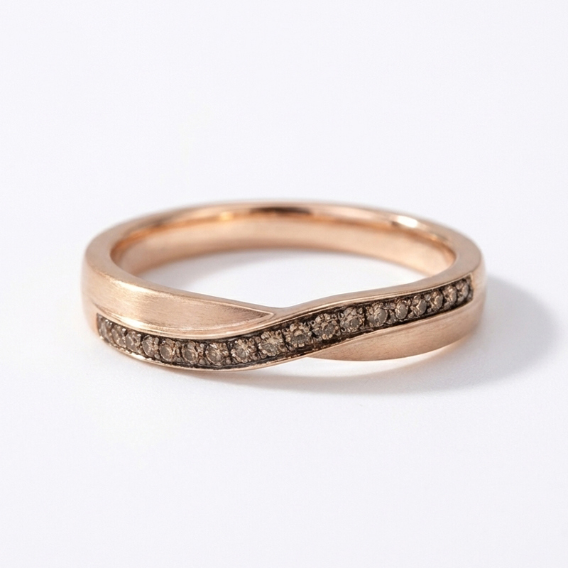 Sotiya Wave-shaped Round Cut Coffee Couple Rings Sterling Silver-Sotiya