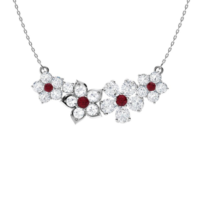 Sotiya Ruby Floral Design Necklace Sterling Silver-Sotiya