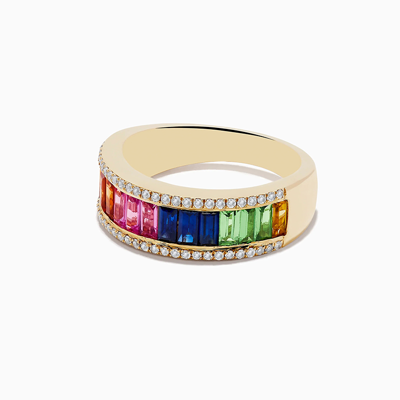 Sotiya Multi Colored Emerald Cut Women's Wedding Ring Sterling Silver-Sotiya