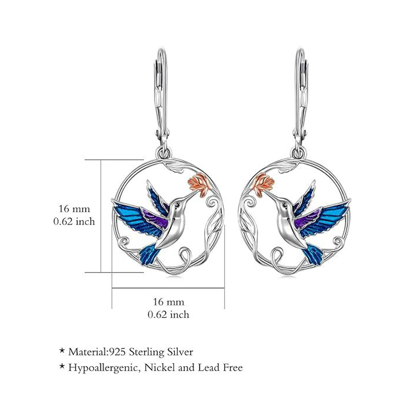 Sotiya Enamel Hummingbird Drop Earrings Sterling Silver-Sotiya