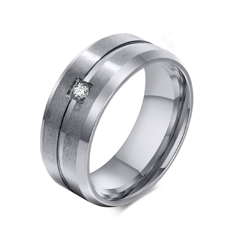 Sotiya 8mm Solitaire Men's Wedding Ring Stainless Steel-Sotiya