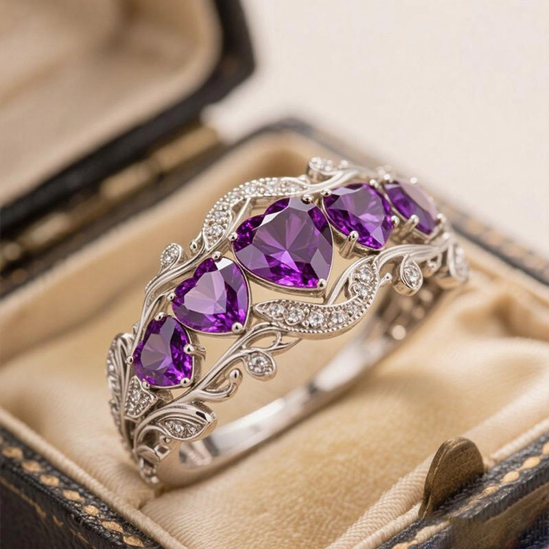 Sotiya Heart Cut Vintage Filigree Wedding Ring Band Sterling Silver-Sotiya