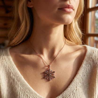 Sotiya Snowflake Design Coffee Necklace Sterling Silver-Sotiya
