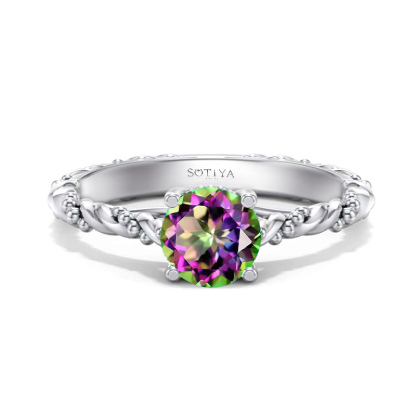 Sotiya Rainbow Mystic Quartz Round Cut Twist Engagement Ring Sterling Silver-Sotiya