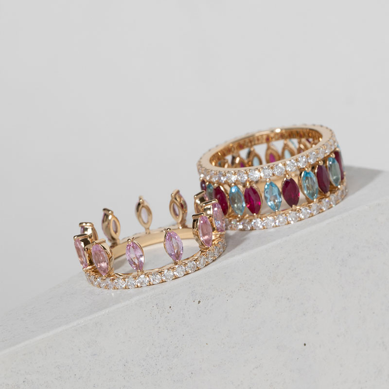 Sotiya 12 Birthstones Marquise Cut Mix and Match Stackable Eternity Ring Sterling Silver-Sotiya