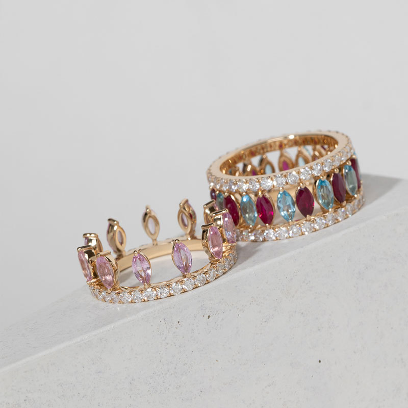 Sotiya 12 Birthstones Marquise Cut Mix and Match Stackable Eternity Ring Sterling Silver-Sotiya