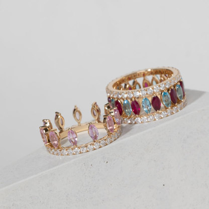 Sotiya 12 Birthstones Marquise Cut Mix and Match Stackable Eternity Ring Sterling Silver-Sotiya