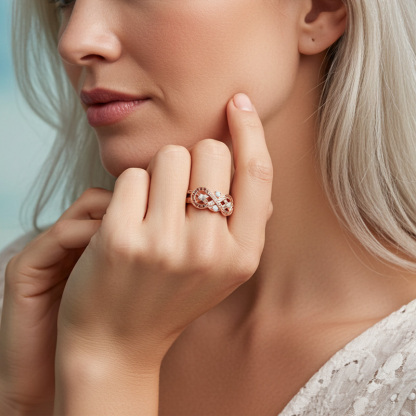 Sotiya Intertwined Infinity Knot Opal Coffee Women's Wedding Ring Sterling Silver-Sotiya