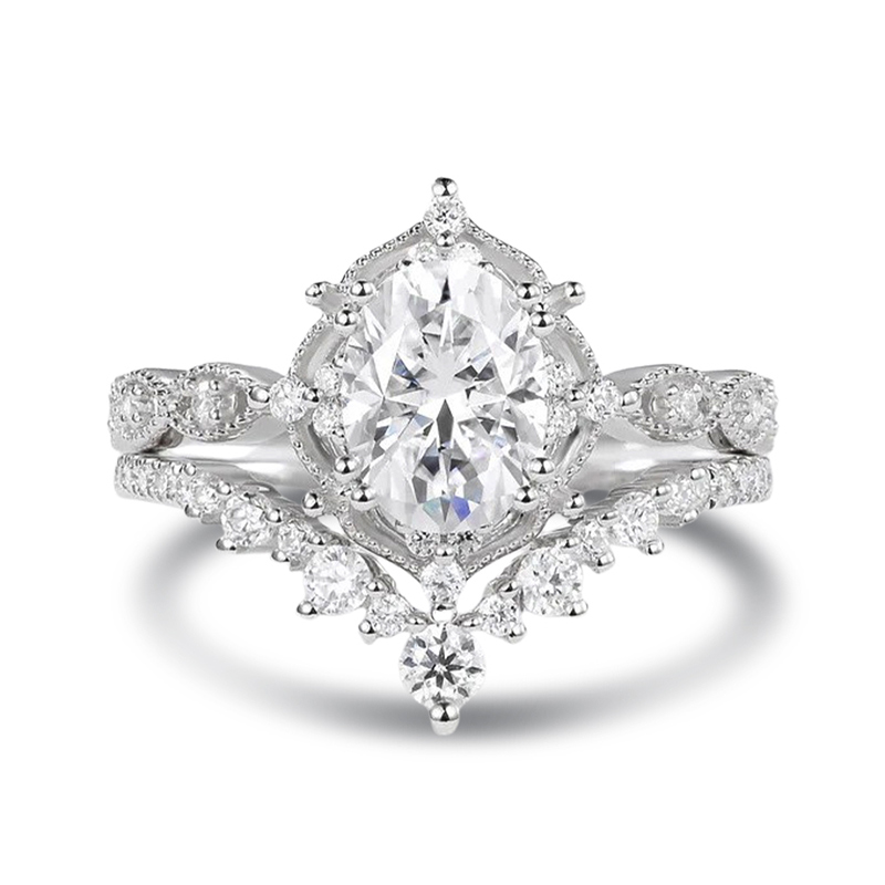 Sotiya Vintage Oval Cut Wedding Bridal Ring Set Sterling Silver-Sotiya