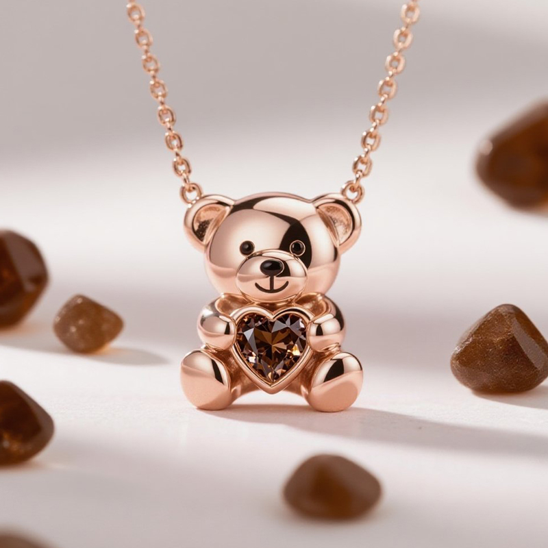 Sotiya Best Buds Embrace Love Teddy Bear Heart Cut Necklace Sterling Silver-Sotiya