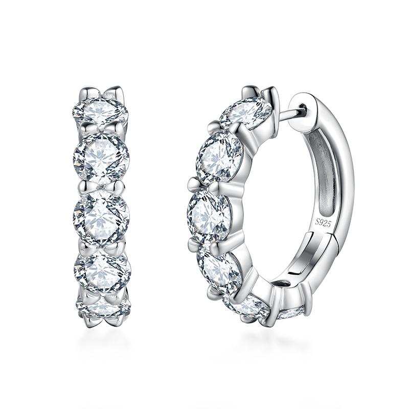 Sotiya Simple Round Cut Moissanite Hoop Earrings Sterling Silver-Sotiya