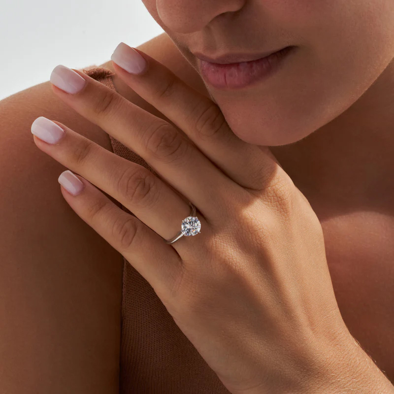 Sotiya Solitaire Round Cut Moissanite Engagement Ring Sterling Silver-Sotiya